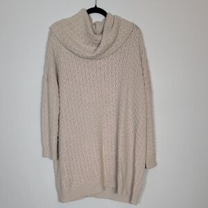 H&M Chunky Knit Cowl Neck Sweater Size M Women Cream Oversized Wool Old Money